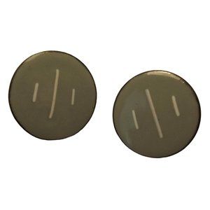 Vintage Gray White 1" Round Enamel Copper Screw-Back Earrings retro modern